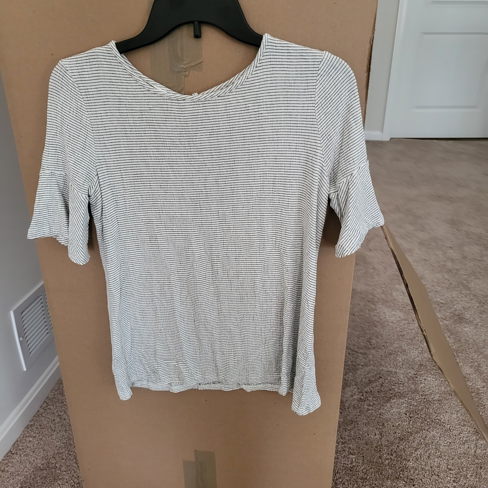 LC Lauren Conrad Black and White Striped Blouse